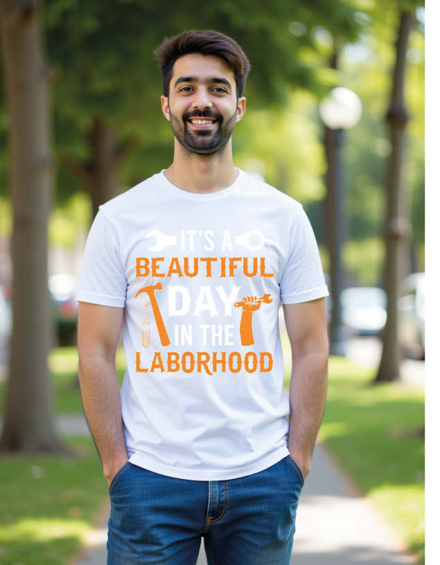 Thumbnail: it's a beautiful day in the laborhood Unisex Printed Graphic T-Shirt