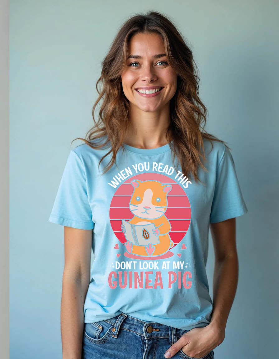 Thumbnail: when you read this don't look at my guinea pig Unisex Printed Graphic T-Shirt
