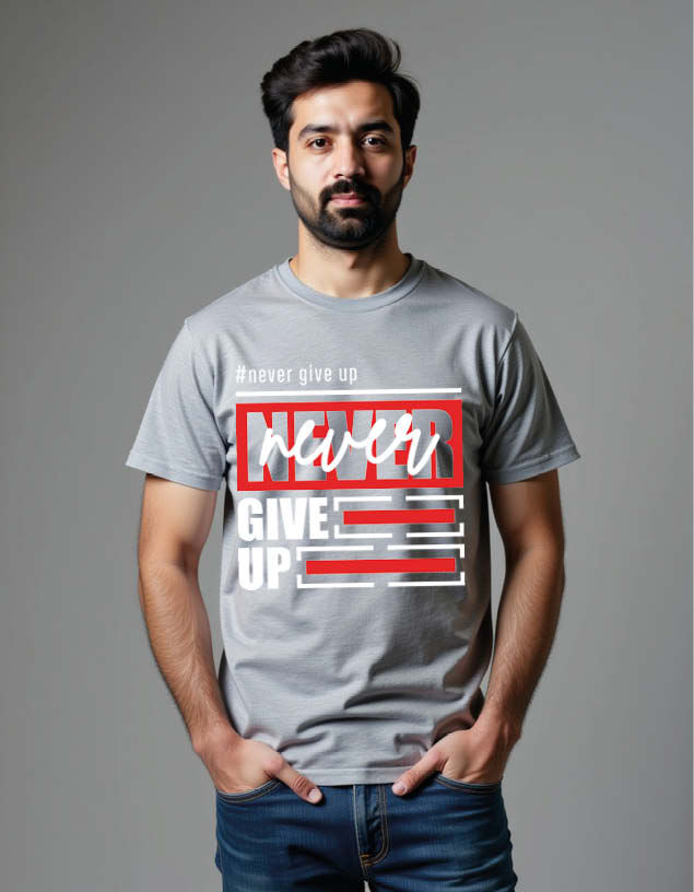 Thumbnail: never give up Casual Unisex Printed Graphic T-Shirt for Mens,Womens & Kids