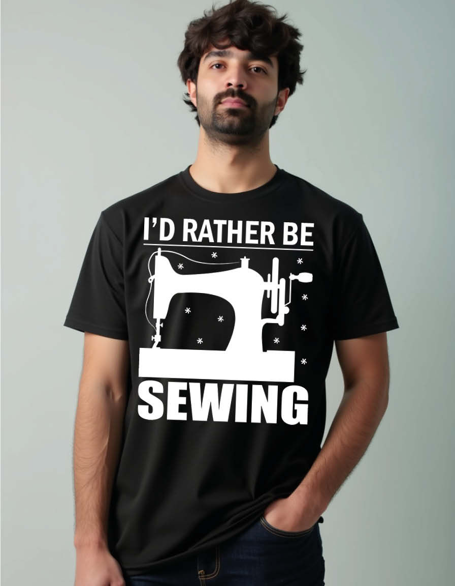 Thumbnail: i'd rather be sewing Unisex Printed Graphic T-Shirt For Mens, Womens & Kids
