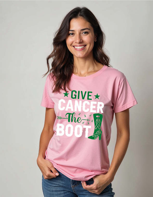 Thumbnail: give cancer the boot Unisex Printed Graphic T-Shirt For Mens Womens & Kids