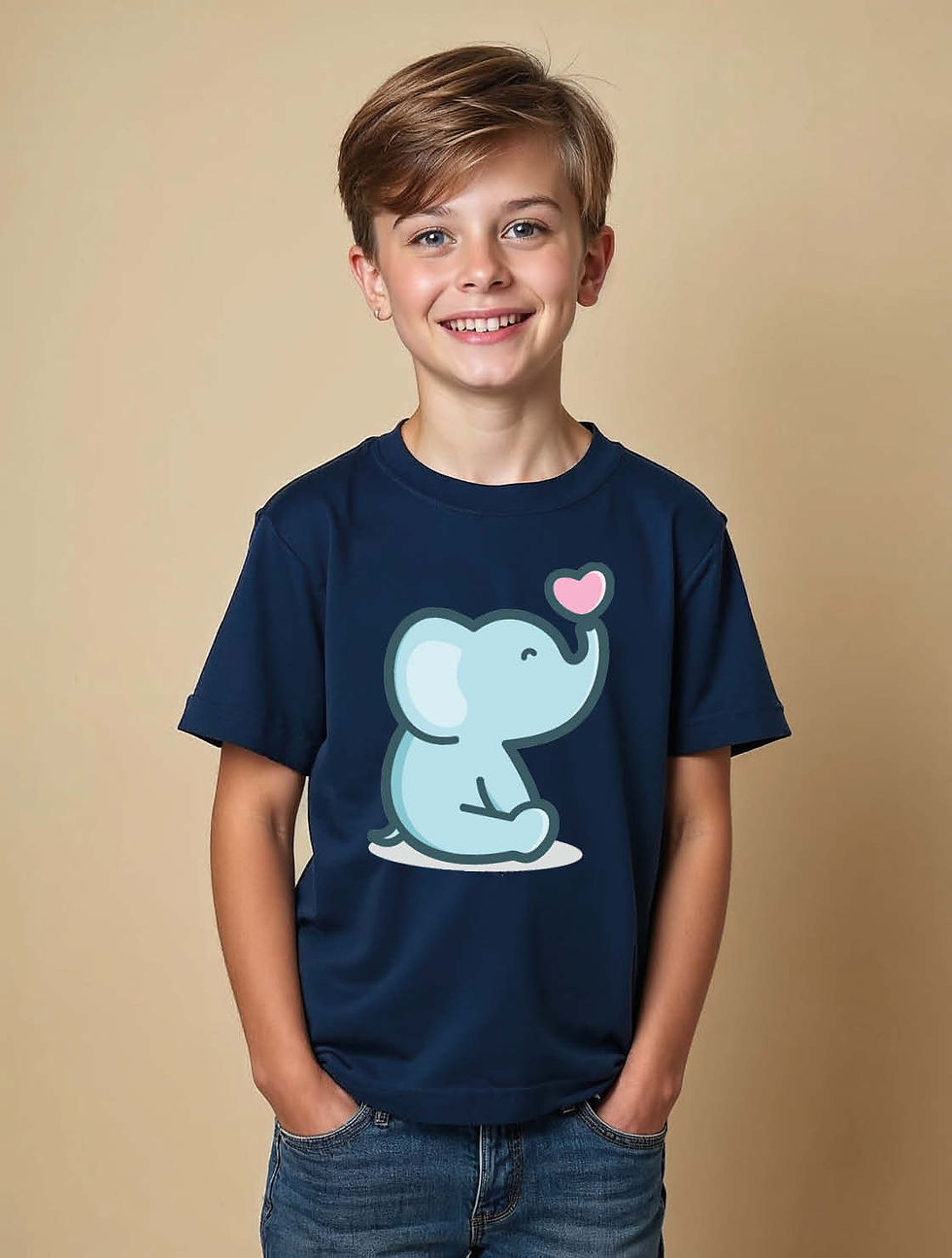 Cute Elephant with Heart Unisex Printed Graphic T-Shirt For Mens, Womens & Kids
