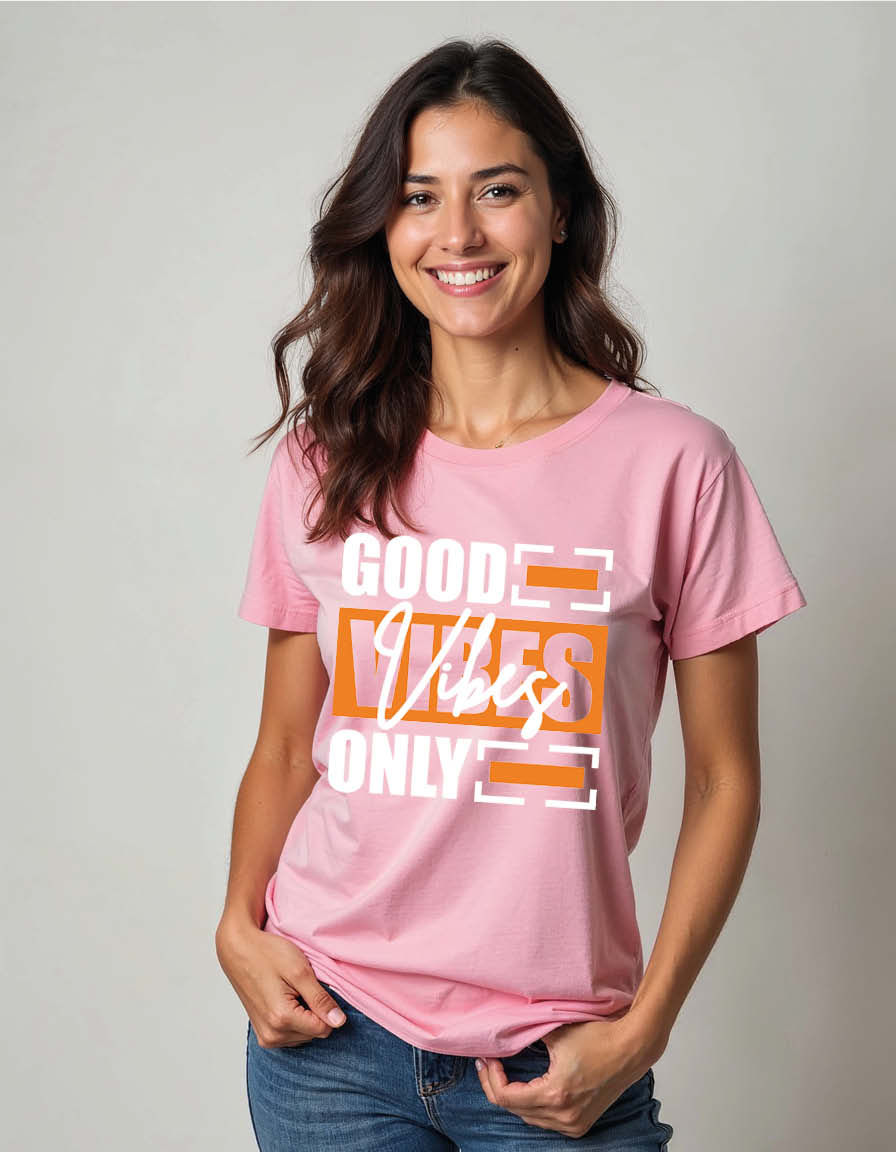 Thumbnail: good vibes only Unisex Printed Graphic T-Shirt for Mens,Womens & Kids
