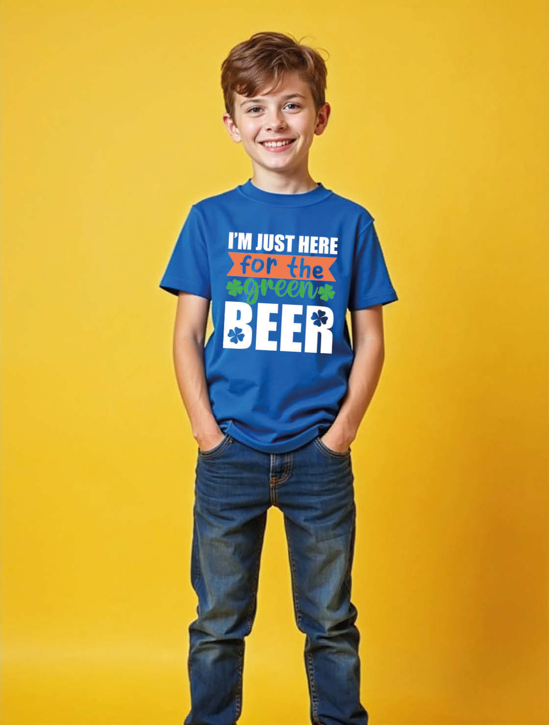 i'm just here for the green beer Stylish Unisex Printed Graphic T-Shirt