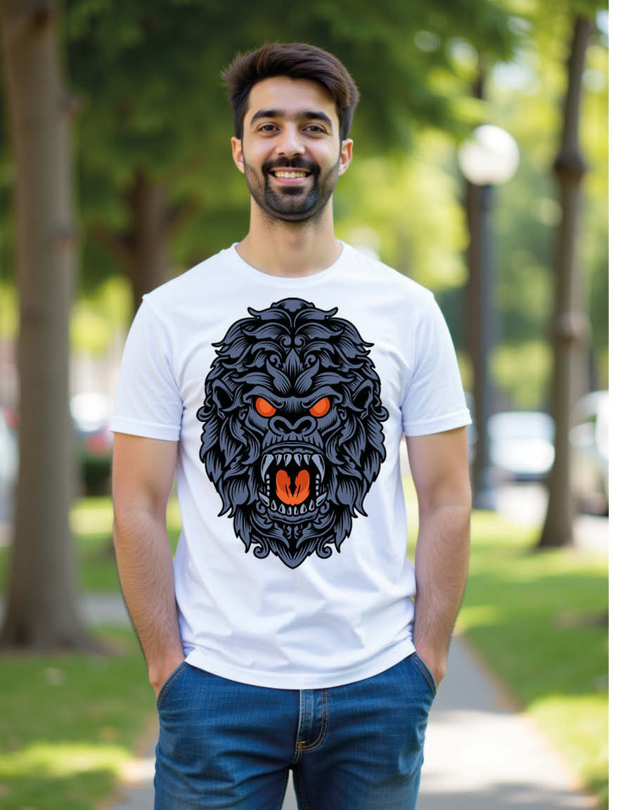 Thumbnail: Intense Tribal Gorilla Unisex Printed Graphic T-Shirt for Mens,Womens & Kids