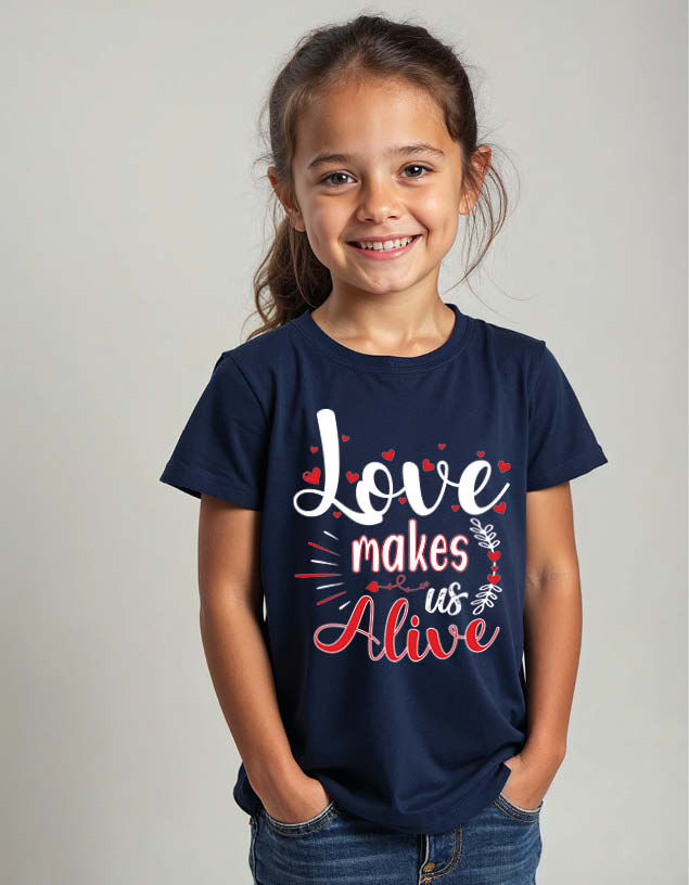 Thumbnail: love makes us alive Trendy Unisex Printed Graphic T-Shirt For Mens Womens & Kids