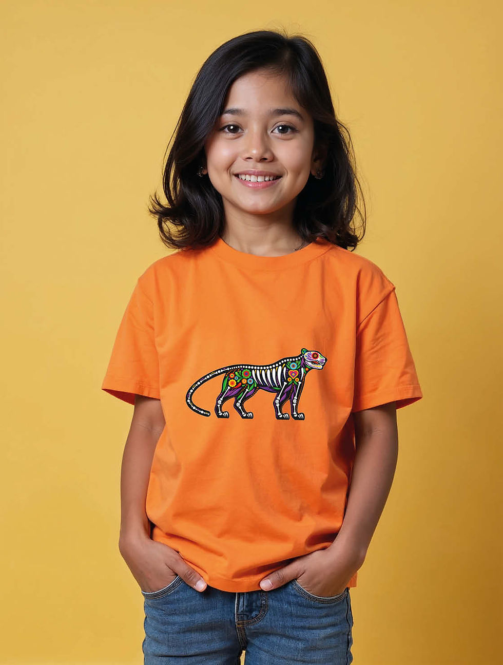 Thumbnail: Cute Colorful Sugar Skull Leopard Illustration Unisex Printed Graphic T-Shirt