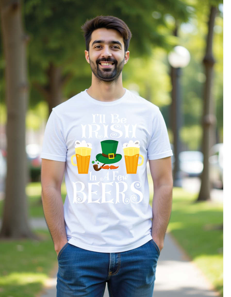 Thumbnail: i'll be irish in a few beers Unisex Printed Graphic Tees For Mens, Womens & Kids