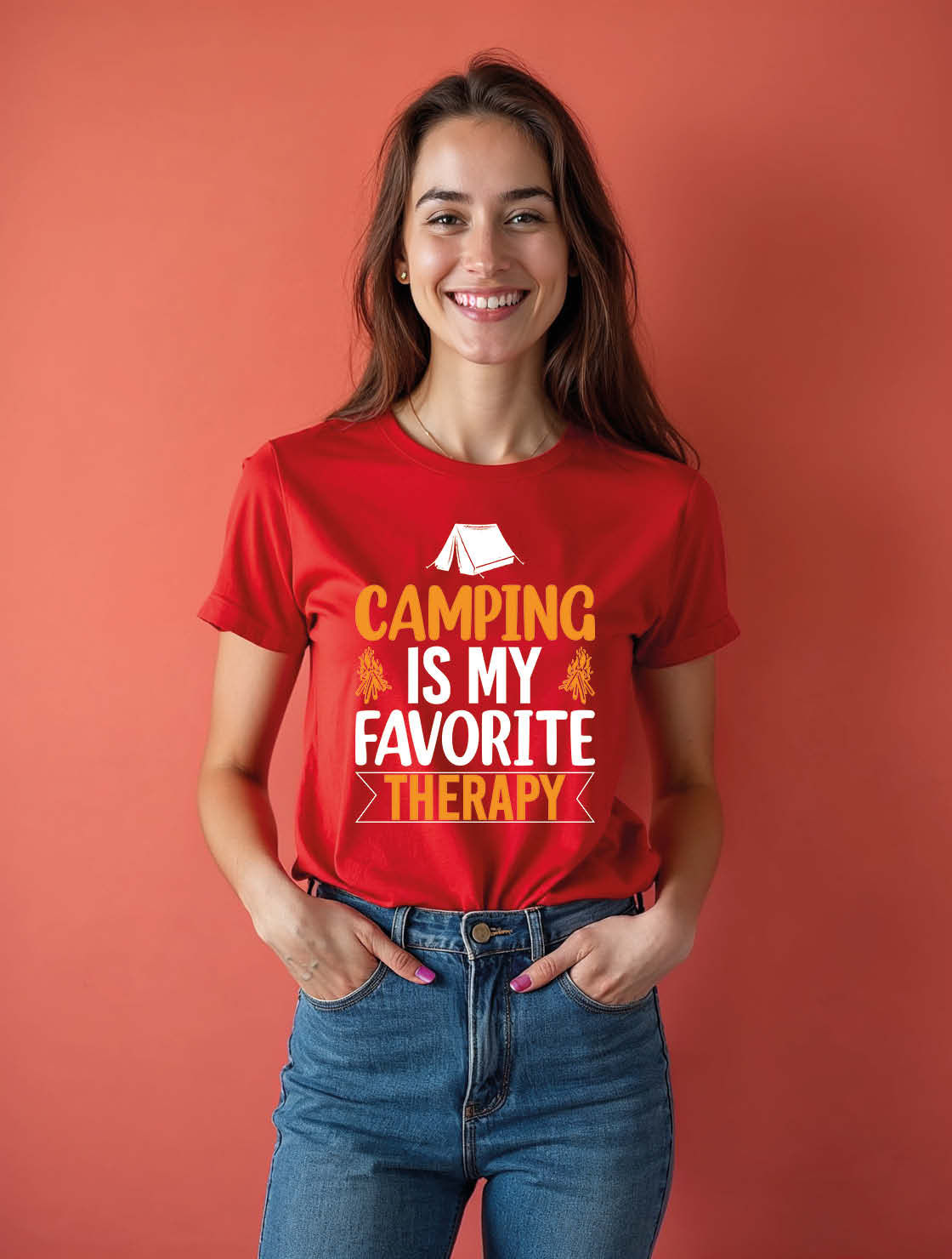 camping is my favorite therapy Unisex Printed Graphic Tees For Women, Men & Kids
