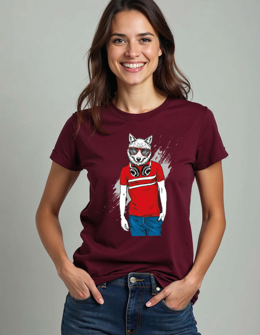 Thumbnail: Cool Wolf Unisex Printed Graphic T-Shirt For Mens, Womens & Kids
