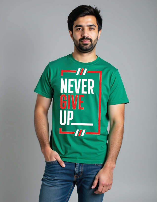 Thumbnail: never give up Casual Unisex Printed Graphic T-Shirt for Mens,Womens & Kids
