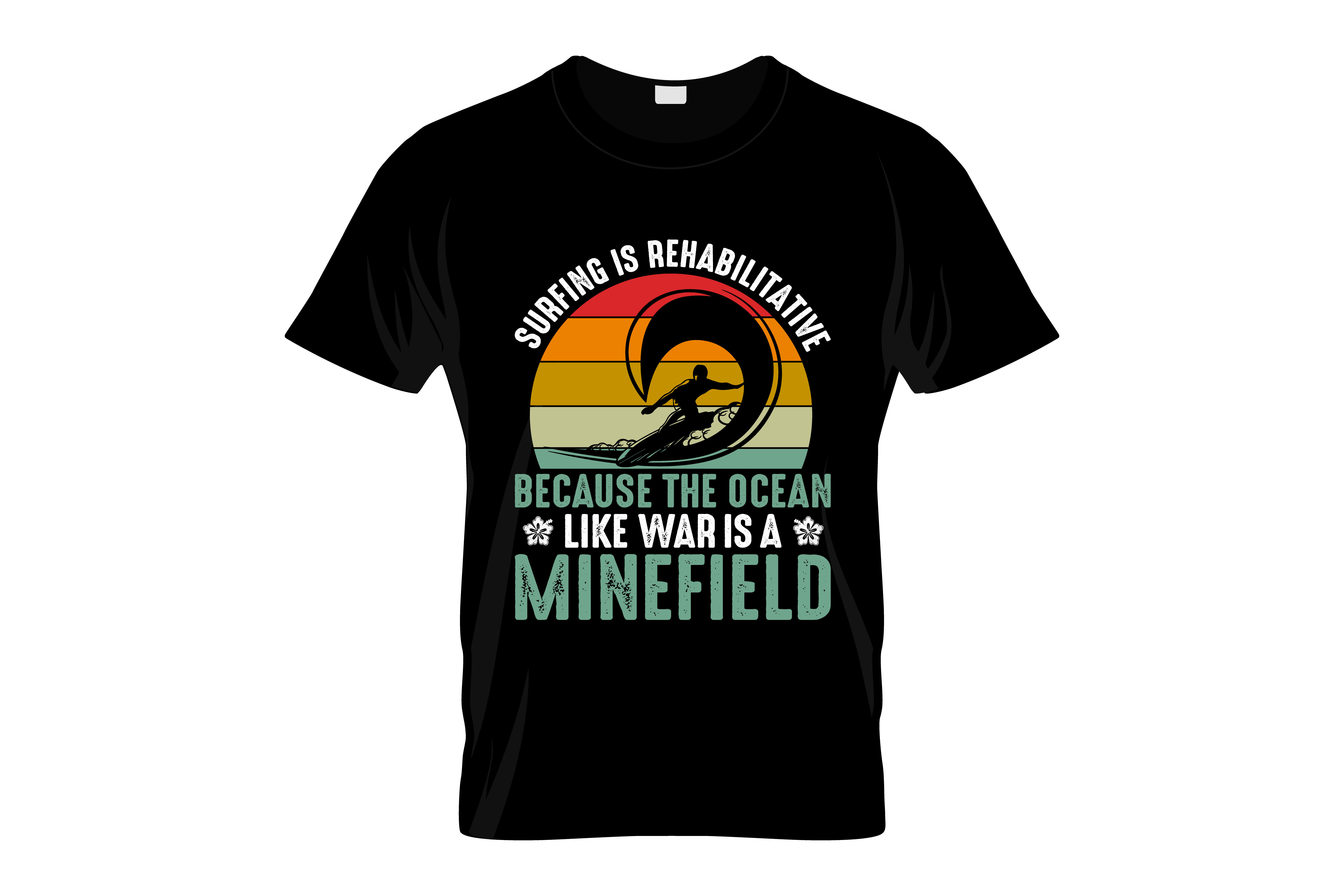 ocean like war is a minefield typography printed t shirts