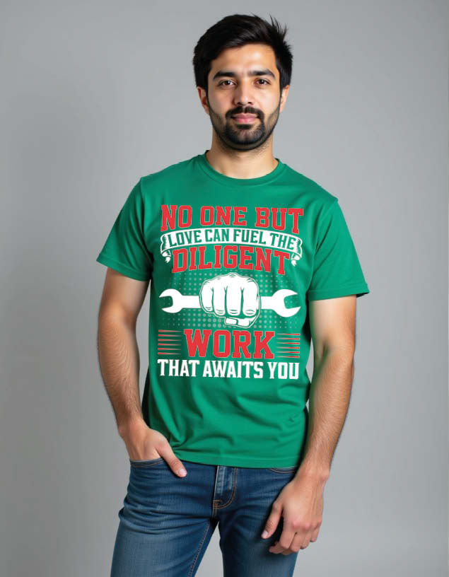 Thumbnail: no one but love can fuel the diligent work the awaits you Unisex Printed t shirt