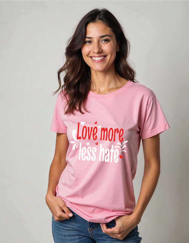 Thumbnail: love more less hate Unisex Printed Graphic T-Shirt For Mens Womens & Kids