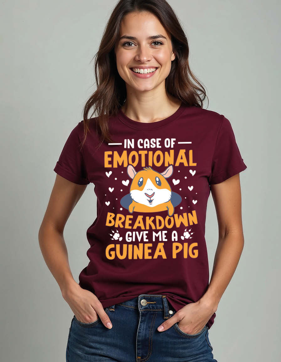 Thumbnail: in case of emotional breakdown give me guinea pig Unisex Printed Graphic T-Shirt