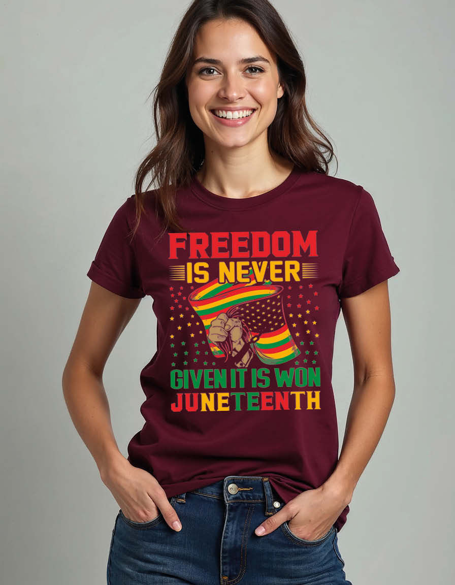 Thumbnail: freedom is never given it is won juneteenth Unisex Printed Graphic T-Shirt