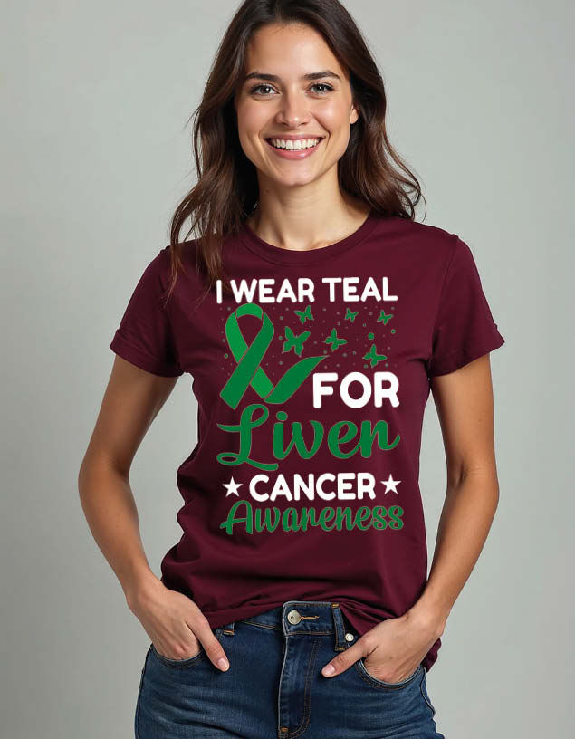 Thumbnail: i wear teal for liven cancer awaneness Classic Unisex Printed Graphic T-Shirt