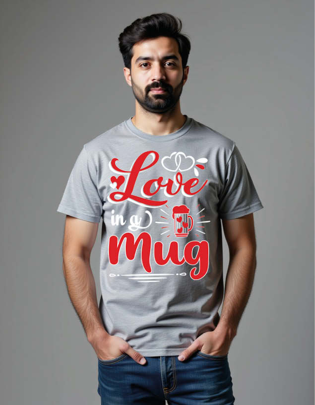 Thumbnail: love in a mug Classic Unisex Printed Graphic T-Shirt For Mens Womens & Kids