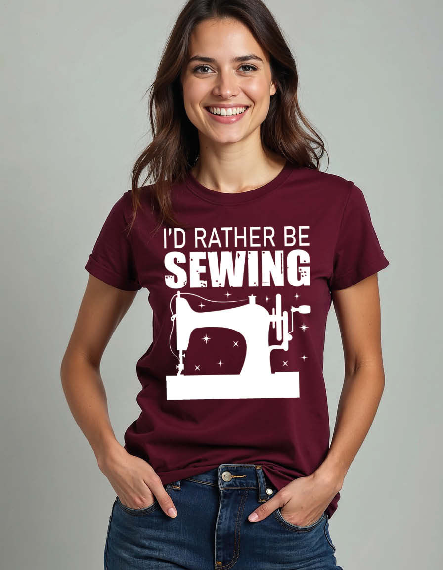 Thumbnail: i'd rather be sewing Unisex Printed Graphic T-Shirt For Mens, Womens & Kids