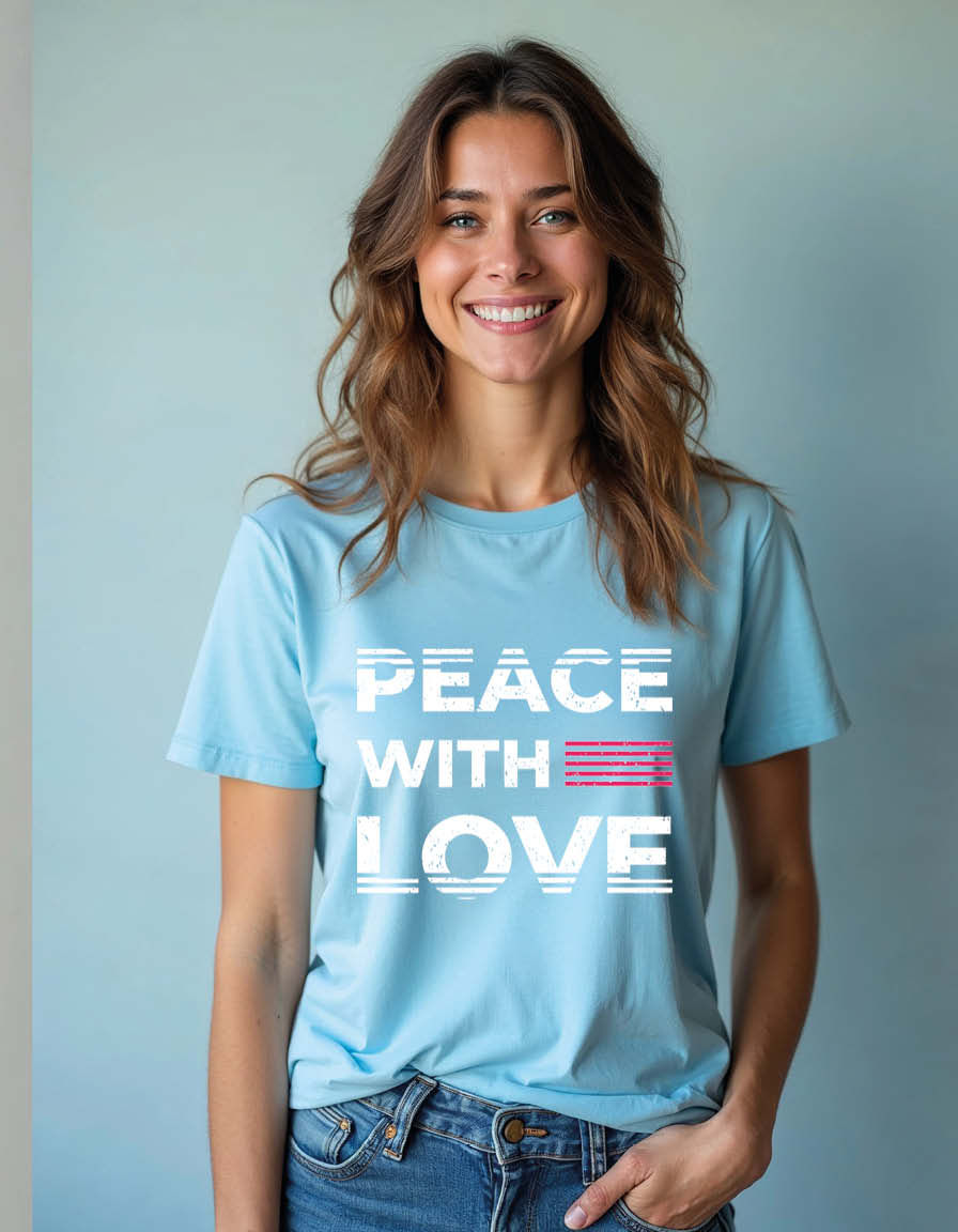 Thumbnail: Peace with love Unisex Printed Graphic T-shirt