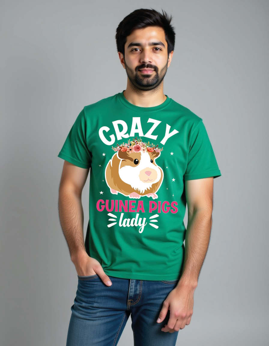 crazy guinea pigs lady Unisex Printed Graphic T-Shirt for Mens,Womens & Kids
