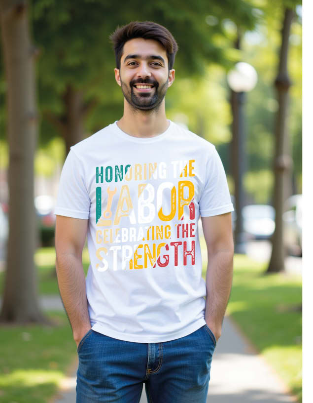 Thumbnail: honoring the labor celebrating the strength Unisex Printed Graphic T-Shirt