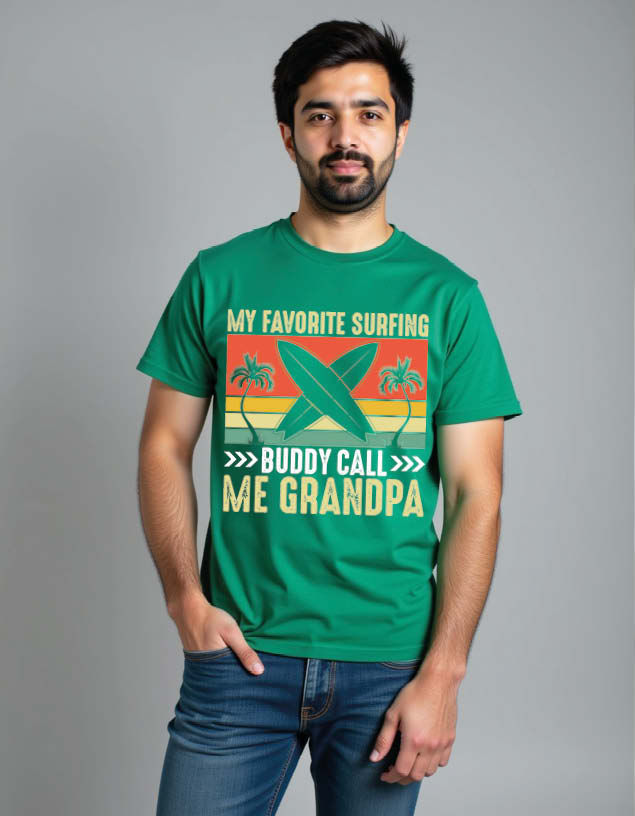 my favorite surfing buddy call me grandpa Unisex Printed Graphic T-Shirt