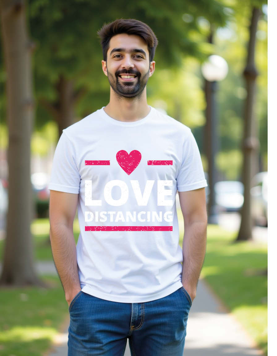 Thumbnail: Love in distancing Unisex Printed Graphic T-shirt