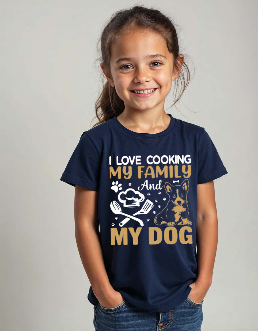 i love cooking my family and my dog Unisex Printed Graphic T-Shirt