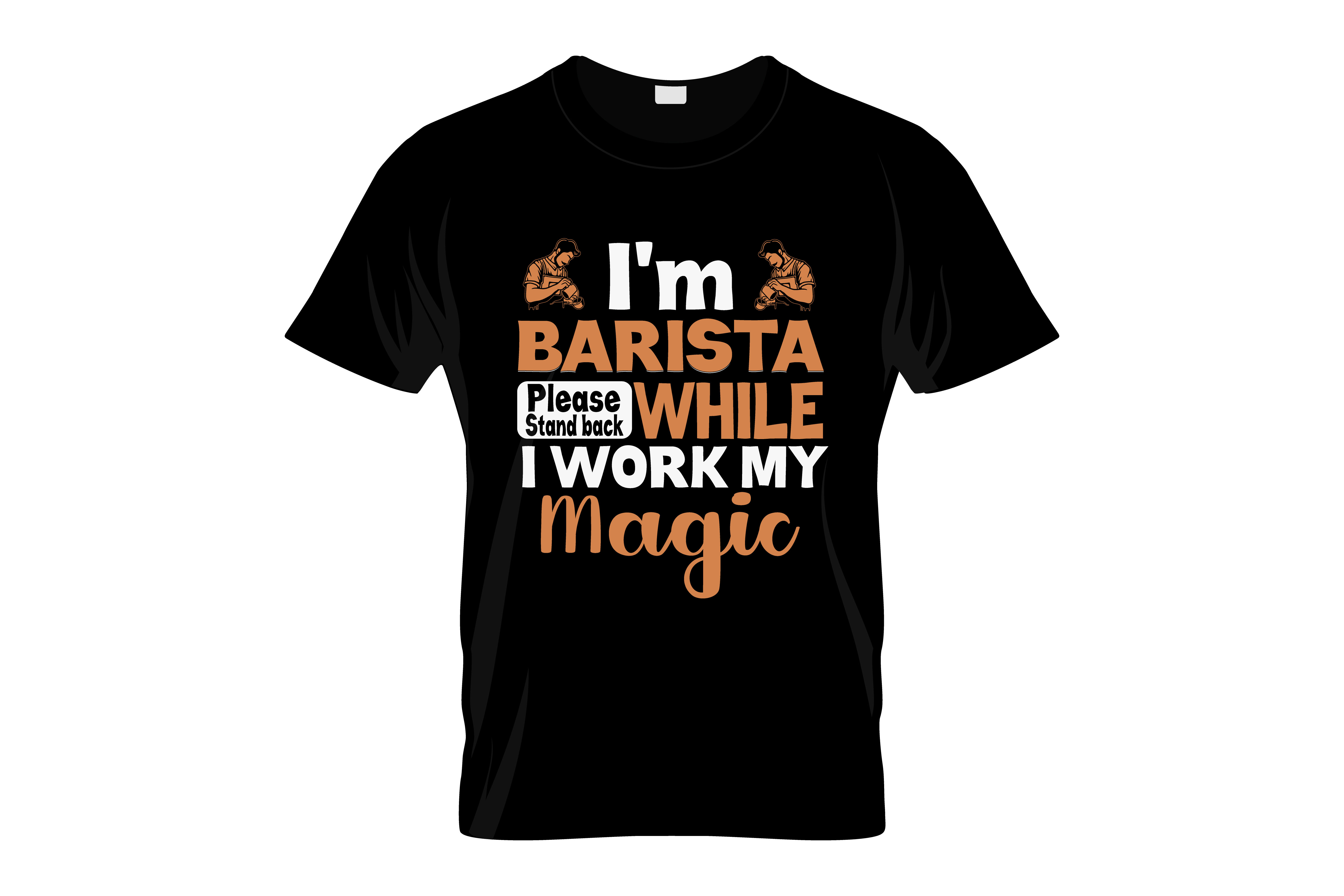 im a barista while i work my logic graphic printed t shirt.