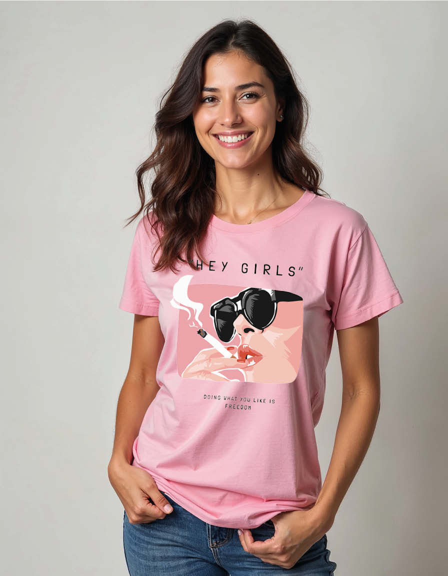 Thumbnail: hey girls doing what you like is freedom Unisex Printed Graphic T-Shirt