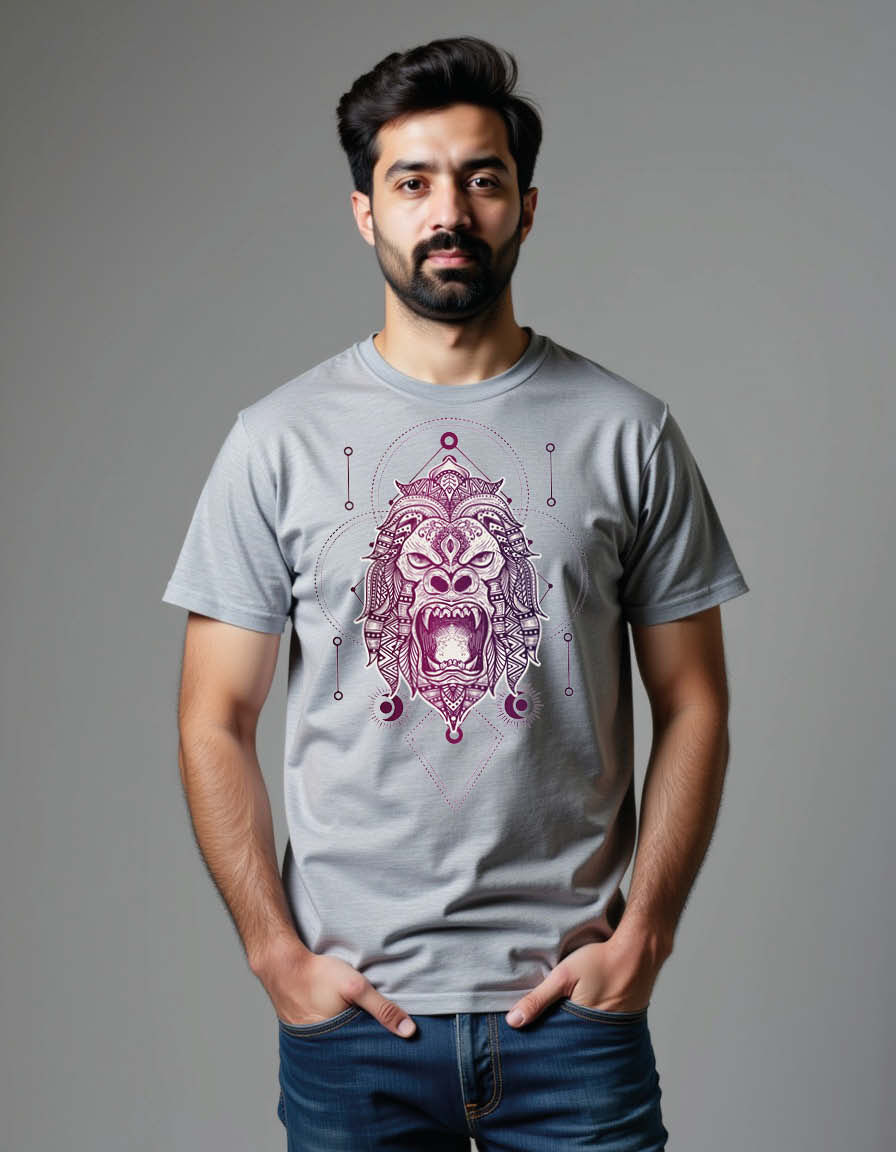 Thumbnail: Intricate Tribal Gorilla Unisex Printed Graphic T-Shirt for Mens,Womens & Kids
