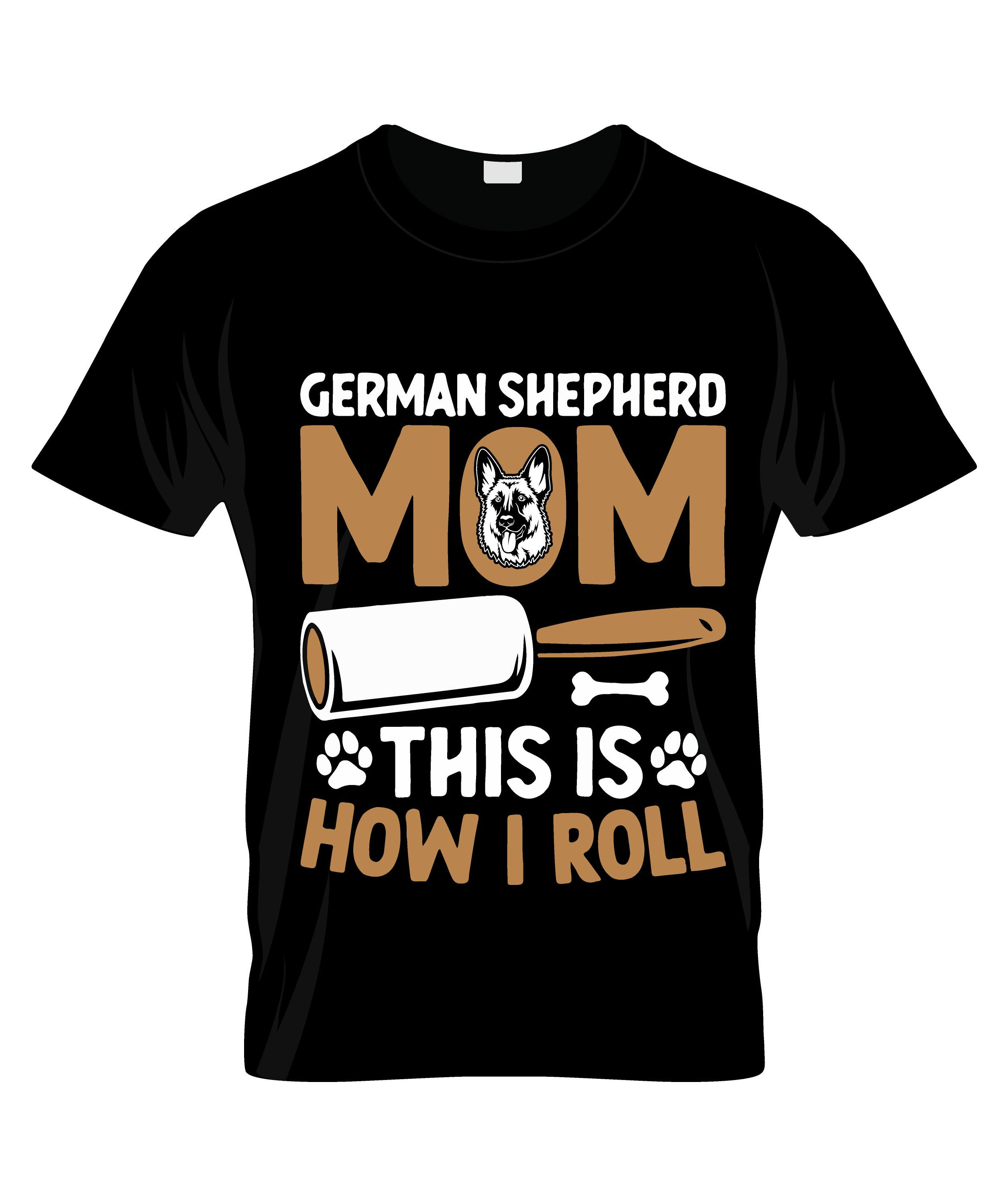 German shepherd official dog colorful graphic tshirt tshirt print mockup.