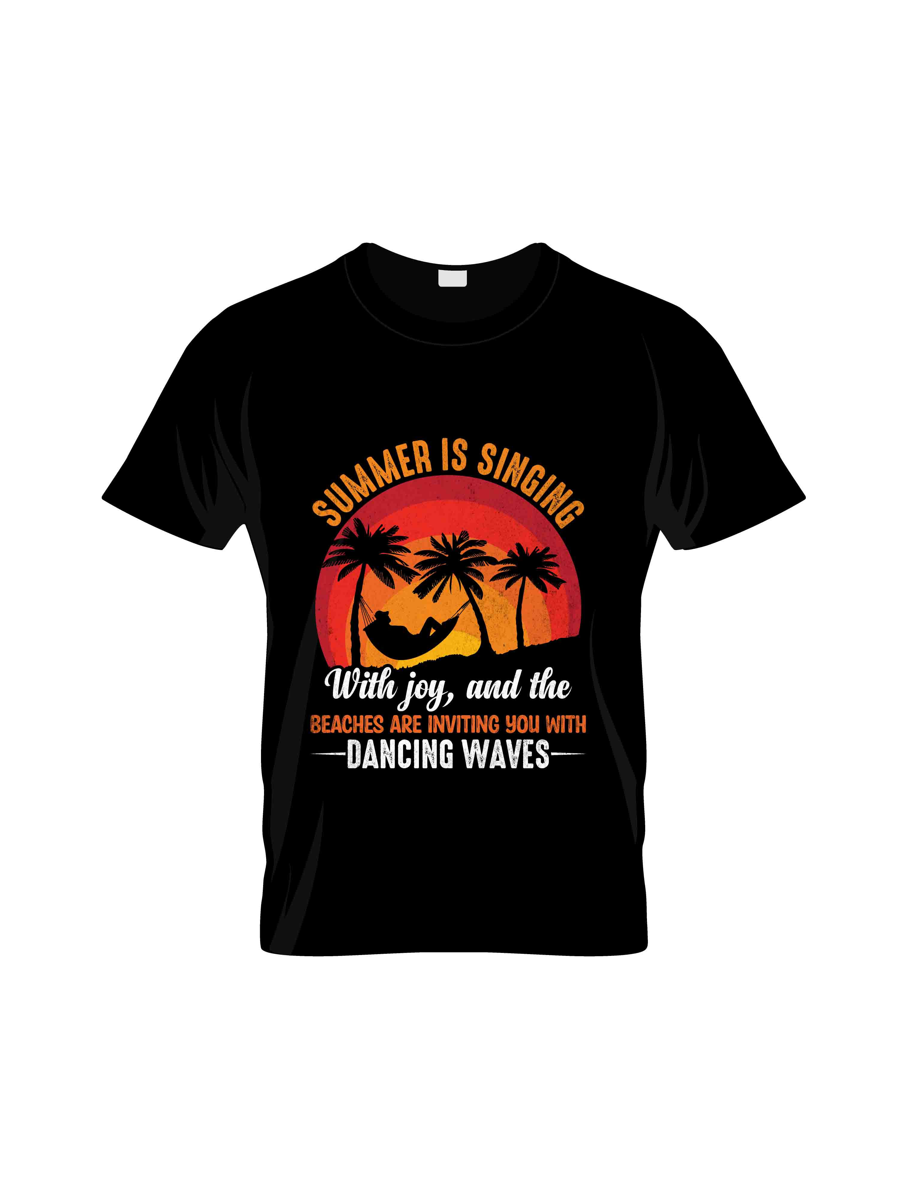 summer is singing dancing waves typography printed t shirts
