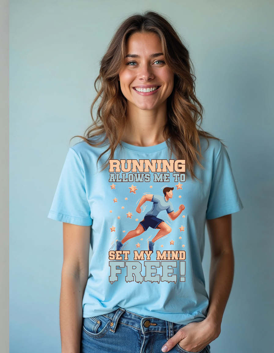 Thumbnail: Running allows me to set my mind free Unisex Printed Graphic T-shirt