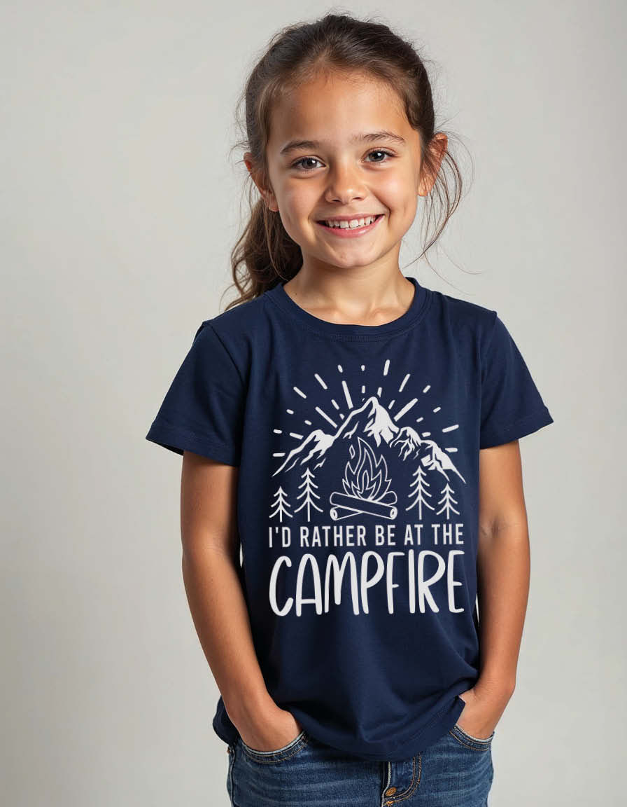 Thumbnail: i'd rather be at the campfire Unisex Printed Graphic Tees For Mens Womens & Kids