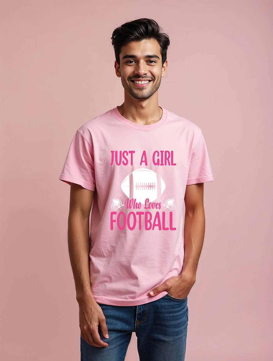 just a girl who loves football Unisex Printed Graphic Tees For Women, Men & Kids