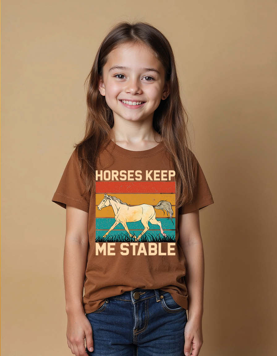 horses keep me stable Unisex Printed Graphic T-Shirt For Mens, Womens & Kids