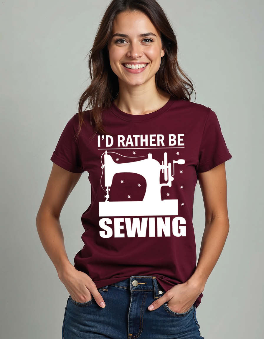 Thumbnail: i'd rather be sewing Unisex Printed Graphic T-Shirt For Mens, Womens & Kids