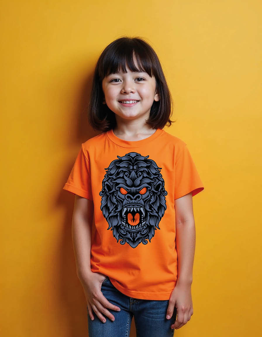 Thumbnail: Fierce Engraved Gorilla Unisex Printed Graphic T-Shirt for Mens,Womens & Kids