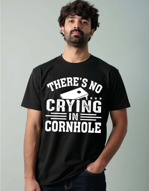 There is no crying in cornhole Unisex Printed Graphic T-shirt