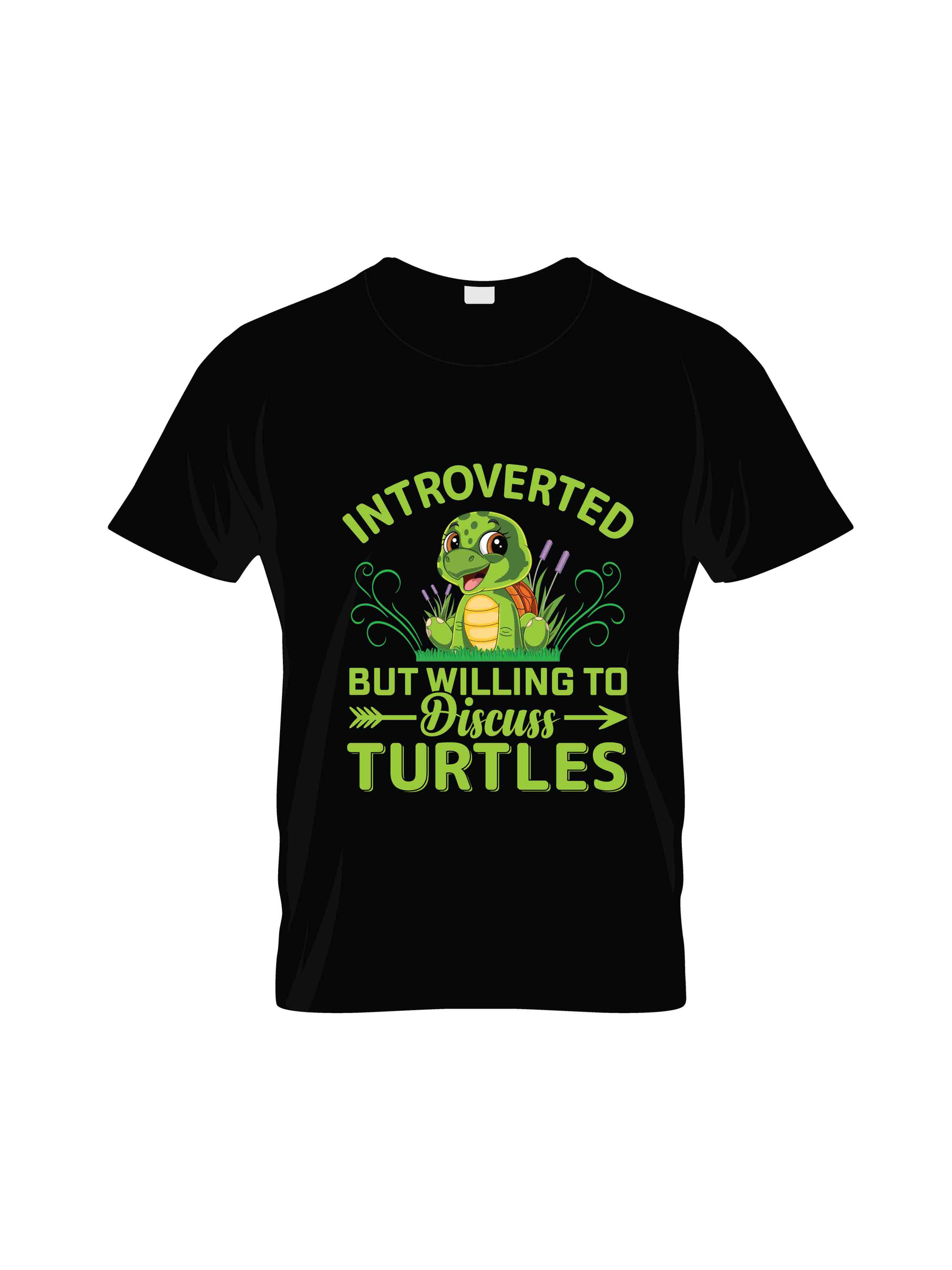 inrovertted but willing to discuss turtles typography printed t shirts