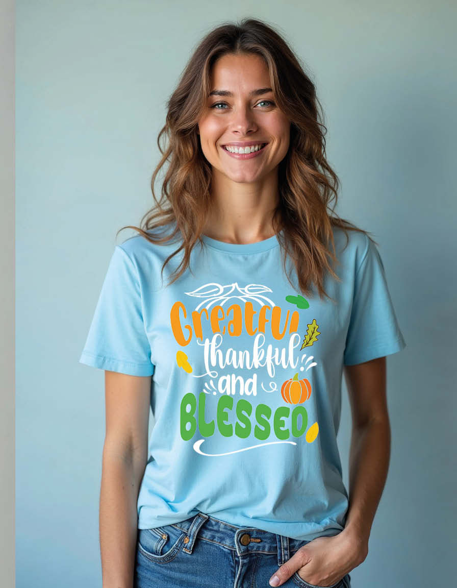 Thumbnail: greatful thankful and blessed Unisex Graphic T-Shirt for Mens,Womens & Kids