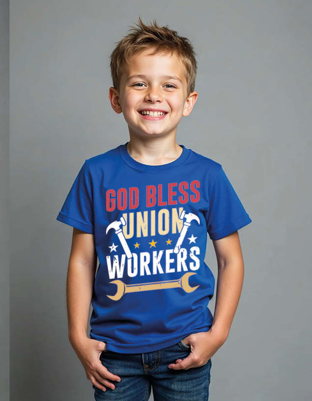 Thumbnail: god bless union workers Unisex Printed Graphic T-Shirt For Mens Womens & Kids