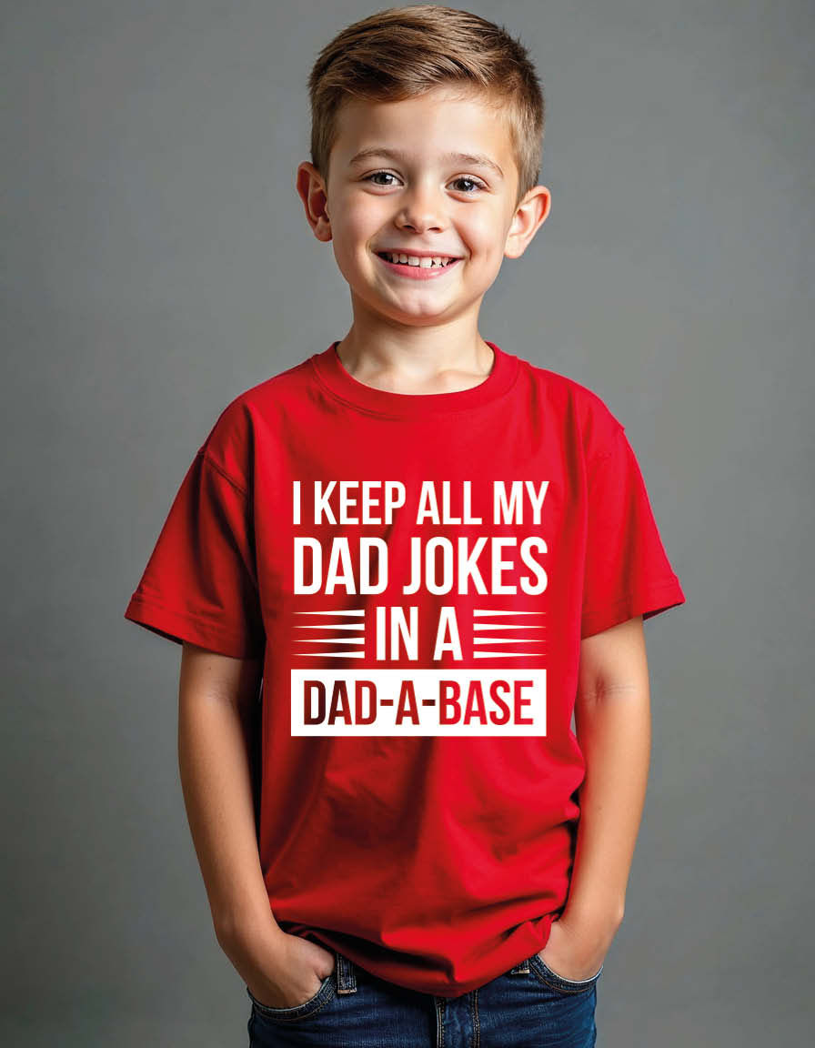 Thumbnail: i keep all my dad jokes in a dad a base Unisex Printed Graphic T-Shirt