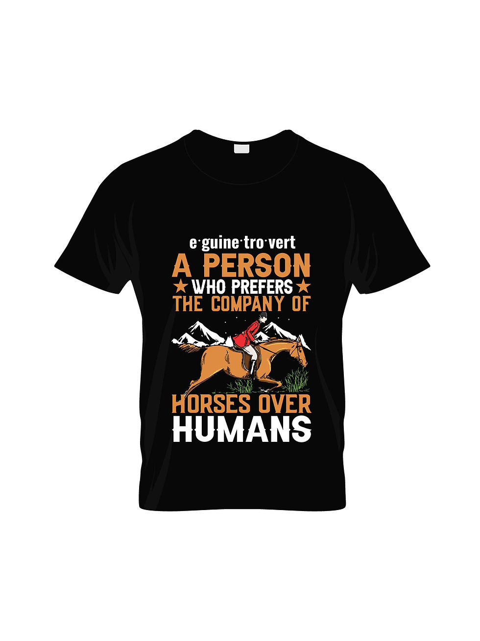 Thumbnail: a person who preffer the company of horses over hu stypography printed t shirts