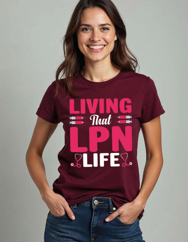Thumbnail: living that lpn life Unisex Printed Graphic T-Shirt For Mens Womens & Kids