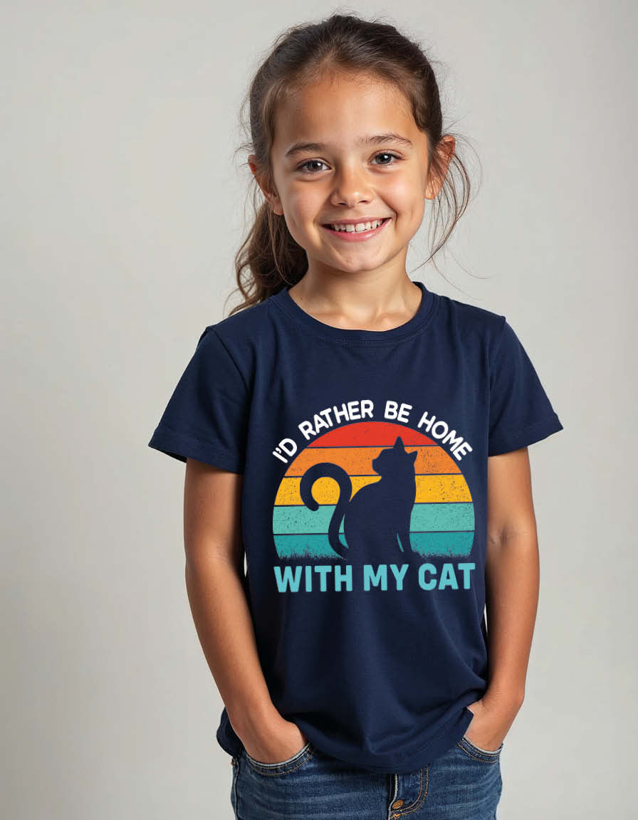 i'd rather be home with my cat Casual Unisex Printed Graphic T-Shirt