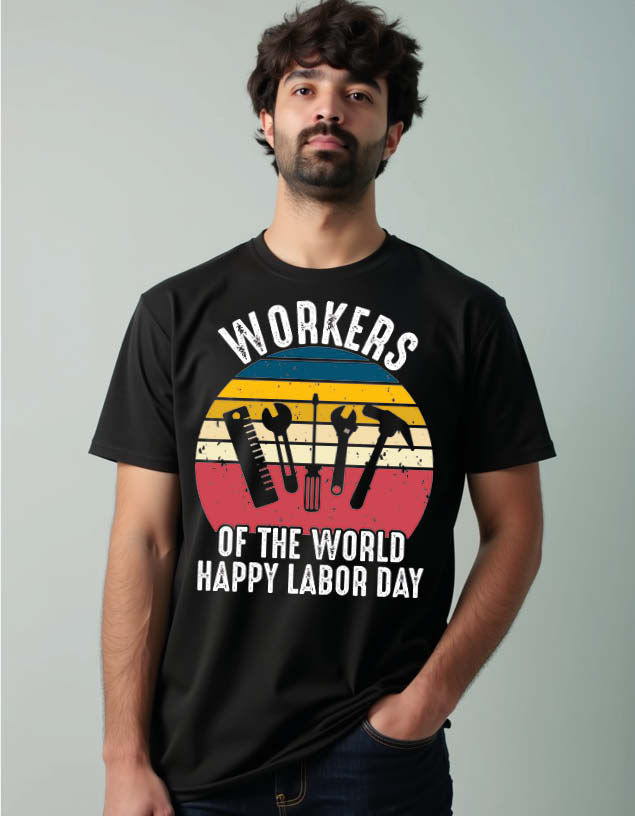 workers of the world happy labor day Unisex Printed Graphic T-Shirt