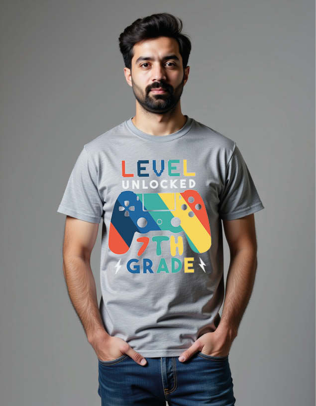 Thumbnail: level unlocked 7th gradeUnisex Printed Graphic T-Shirt For Mens Womens & Kids